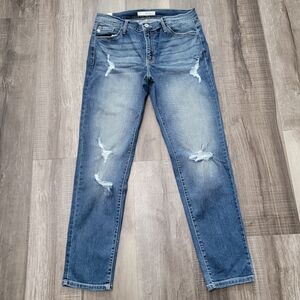 KanCan Blue Skinny Jeans with Distressed Details